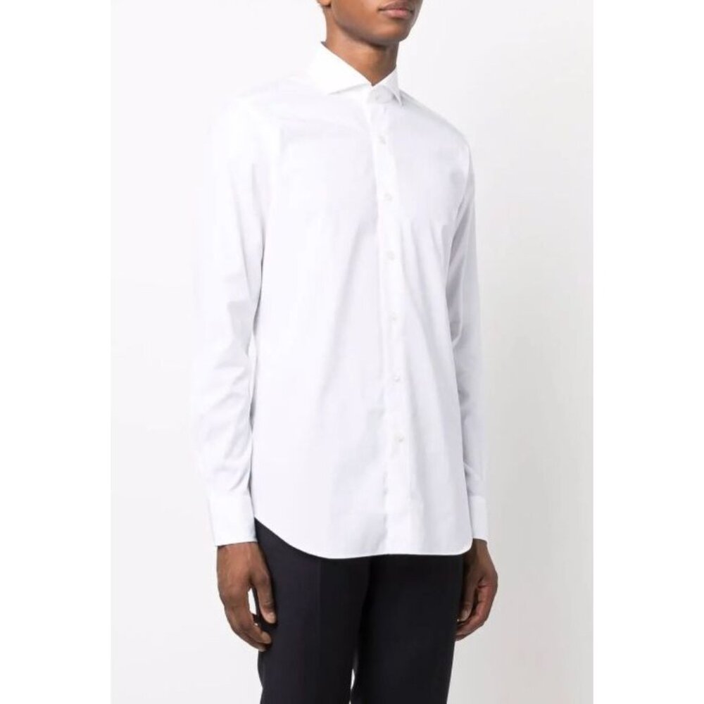 XACUS White Tailor Fit Wrinkle Free Long Sleeve Luxury Travel Shirt Men's 40